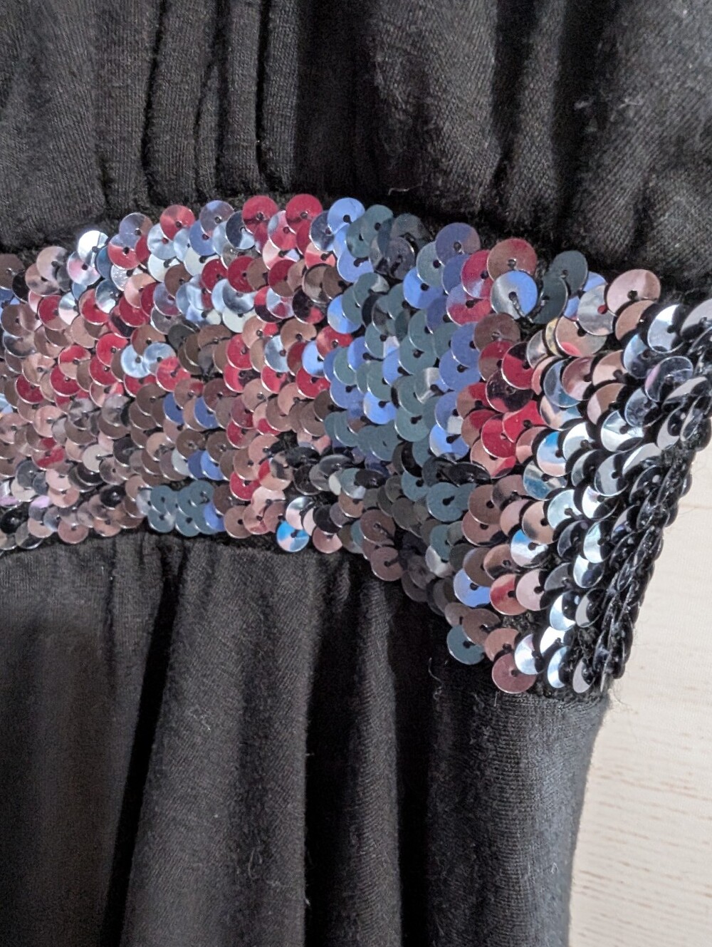 Necessary Objects Black Camisole with Silver Sequin Band Size Large - Picture 3 of 4